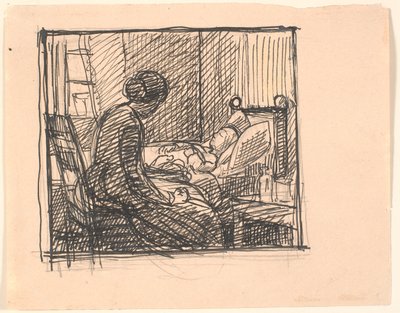 Una madre sentada con su pequeño hijo... de Fritz Syberg