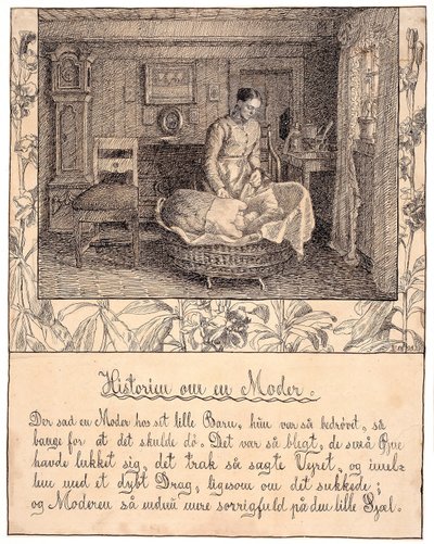 Una madre sentada junto a su pequeño... de Fritz Syberg