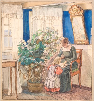 Madre e hijo mirando imágenes (Anna y Hans Syberg) de Fritz Syberg
