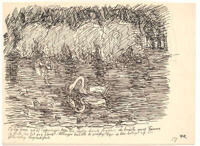 Y justo delante de la espesura salieron tres hermosos cisnes blancos... de Fritz Syberg