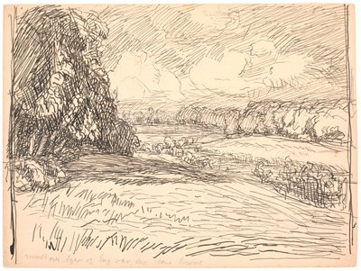 Alrededor del campo y el prado había grandes bosques de Fritz Syberg