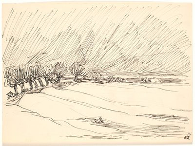Paisaje invernal con álamos de Fritz Syberg