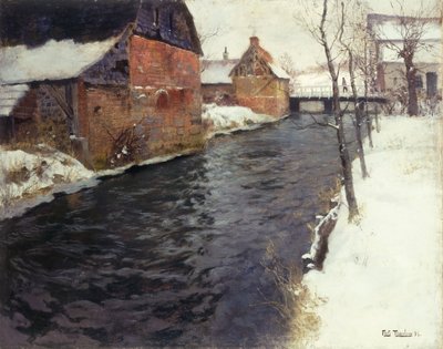 Un paisaje de río en invierno, 1895 de Frits Thaulow