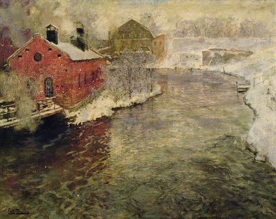 Fábricas junto al río Akers (Kristiania / Oslo) de Fritz Thaulow