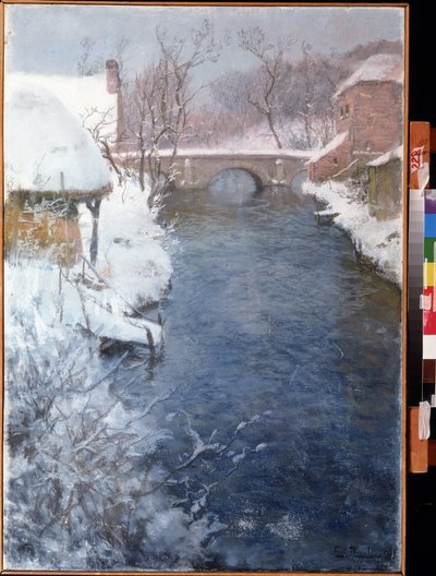 Paisaje del río de invierno Pintura de paisaje de Frits Thaulow (Johann Frederik) (1847-1906) Museo de Arte del Lejano Oriente, Khabarovsk Rusia de Fritz Thaulow