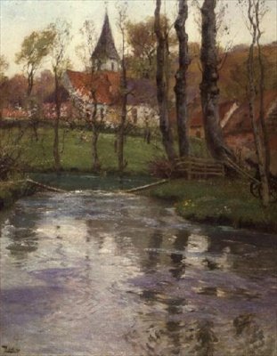 La vieja iglesia junto al río de Fritz Thaulow