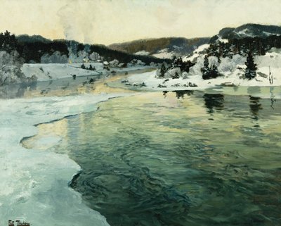 Invierno en el río Mesna cerca de Lillehammer, c. 1905-06 de Frits Thaulow