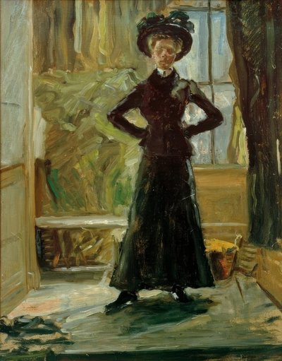 Retrato de la hija con traje negro de Fritz von Uhde