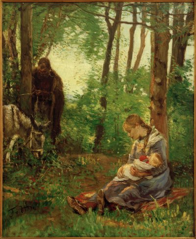 Descanso en el bosque (Descanso en la huida) de Fritz von Uhde