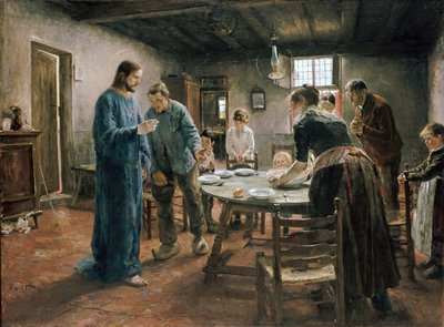 La oración de la comida de Fritz von Uhde