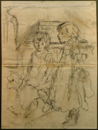 Trabajo preliminar para "Cuarto de niños" de Fritz von Uhde