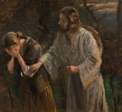 Mujer, ¿por qué lloras? de Fritz von Uhde