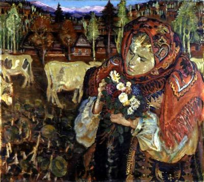 Niña con flores de Fryderyck Pautsch
