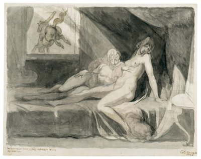 Alp deja la cámara de dos mujeres durmiendo, 1810 de Füssli