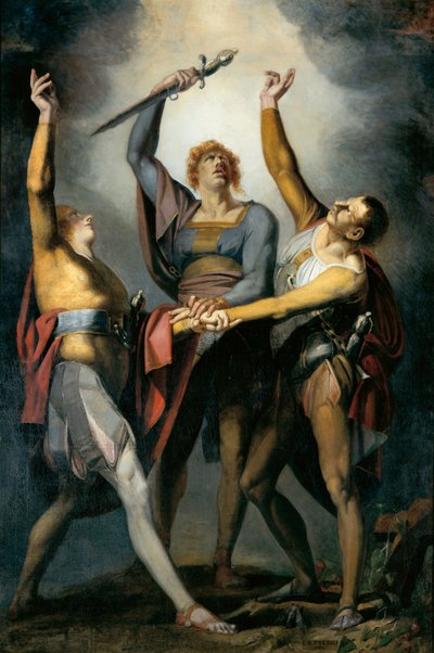 Los tres confederados en el juramento en el Rütli, 1779-1781 de Füssli