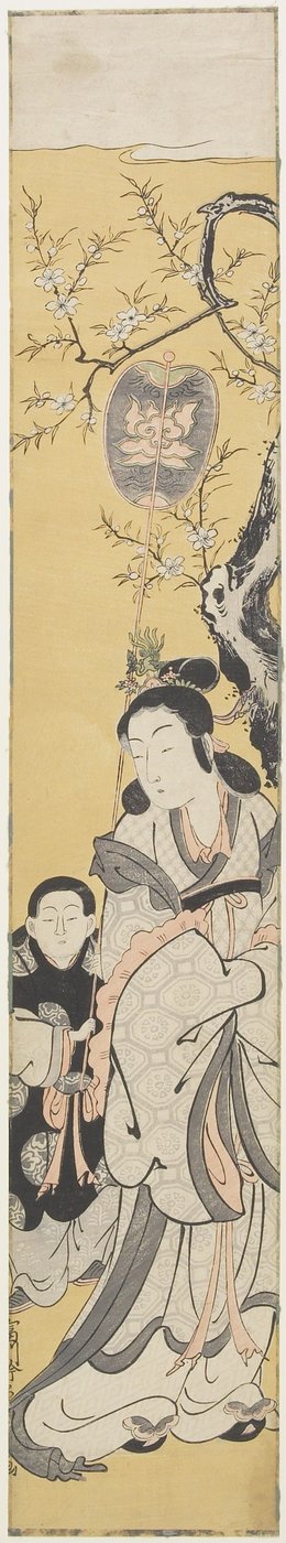 Xiwangmu (Reina Mather del Oeste) y asistente, c.1764 (grabado en madera en color) de Fusanobu Tomikawa