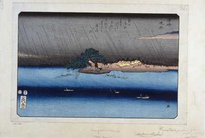 Lluvia nocturna en Karasaki de Fusatane Utagawa
