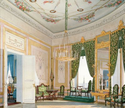 Sala de estar de la esquina del Palacio de Nicolás en el Kremlin de Moscú, 1847 de Fyodor Andreyevich Klages