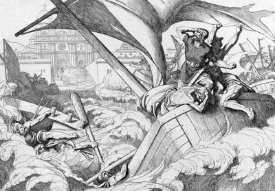 La destrucción de la flota rusa en Constantinopla, antes de 1839 de Fyodor Antonovich Bruni