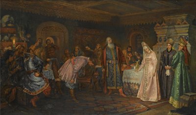 La Ceremonia del Beso. Boyar Morozov, su Esposa Yelena y el Príncipe Serebrenni de Fyodor Fyodorovich Buchholz