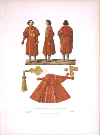 Un caftán polaco de Pedro el Grande. De las Antigüedades del Estado Ruso, antes de 1853 de Fyodor Grigoryevich Solntsev