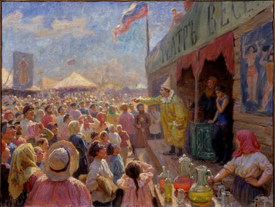 Une foire - Una feria - Pintura de Fyodor Ivanovich Rerberg (1865-1938), óleo sobre lienzo de Fyodor Ivanovich Rerberg