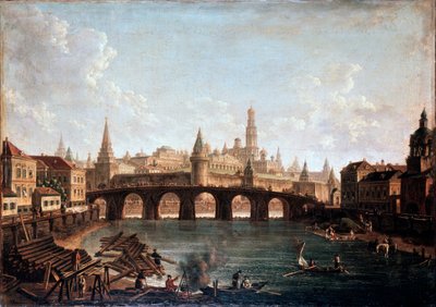 Vista desde el Kremlin de Moscú y el Puente Bolshoy Kamenny, 1810s de Fyodor Yakovlevich Alexeev