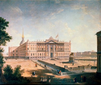 Vista del Palacio de Michael y la Plaza del Condestable, San Petersburgo, c. 1800 de Fyodor Yakovlevich Alexeev