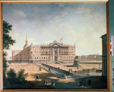 Vue du Palais Michel et de la place connetable a Saint Petersbourg (Vista del Palacio de Miguel y de la plaza connetable en San Petersburgo). Pintura de Fyodor Yakovlevich Alexeev (1753-1824). Huile sur toile de Fyodor Yakovlevich Alexeev