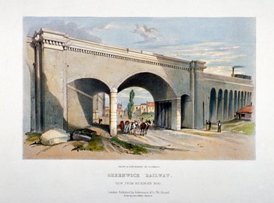 Puente ferroviario de Londres y Greenwich sobre Neckinger Road, Bermondsey, Londres de GF Bragg