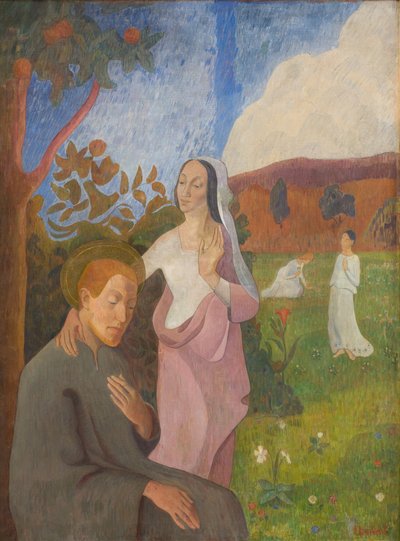 Cuadro decorativo. La visión de San Francisco con las tres vírgenes blancas de G.F. Clement