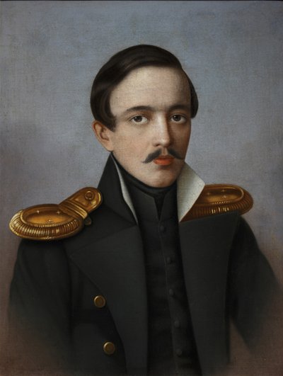 Retrato del poeta Mikhail Lermontov 1814-1841, 1887 de G.F. Krylov
