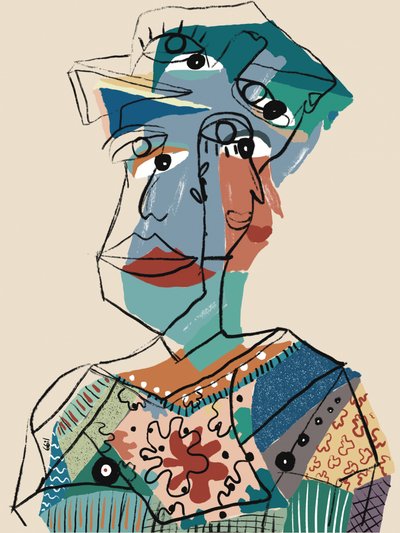 Retrato cubista abstracto de GIovanna Gil Alves