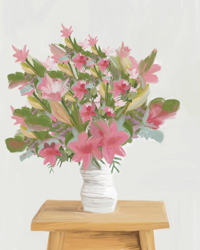 Flores rosas de estilo pictórico de GIovanna Gil Alves