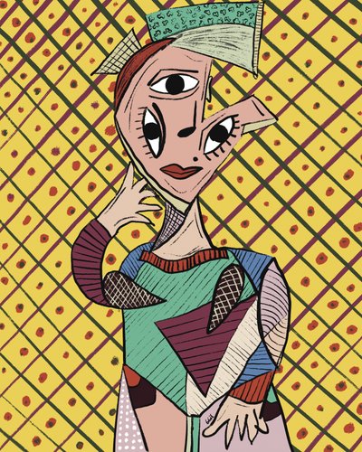 Retrato cubista lleno de vida de GIovanna Gil Alves