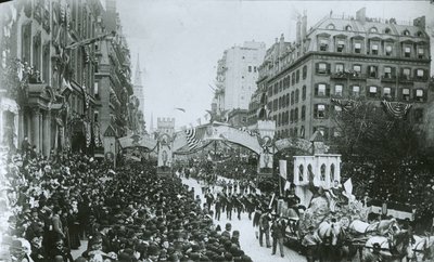 Celebración del centenario de la inauguración de George Washington (1732-99) Nueva York, 30 de abril de 1889 de G.P. Hall und Sohn