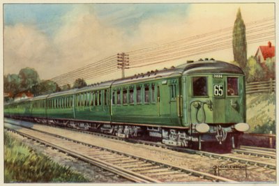 The Southern Railway, Electric Express from London Bridge to Eastbourne (litografía en color) de G.P. Micklewright