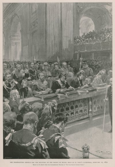 Servicio de acción de gracias por la recuperación del Príncipe de Gales de la enfermedad, Catedral de San Pablo, Londres, 27 de febrero de 1872 de G.S. (after) Amato