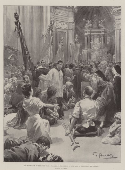 La peregrinación del Año Santo, peregrinos en el Santuario de Nuestra Señora del Rosario en Pompeya de G.S. Amato