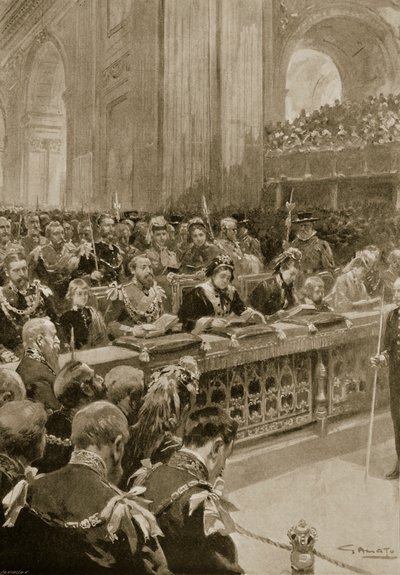 El servicio de acción de gracias por la recuperación del Príncipe de Gales, celebrado en la Catedral de San Pablo, 27 de febrero de 1872, de 