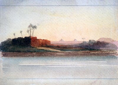 Pirámides desde el Nilo, El Cairo, Egipto, siglo XIX de GS Cautley