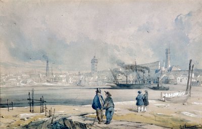 El South Bank, con el Puente de Waterloo, Londres, 1847 de G Chaumont