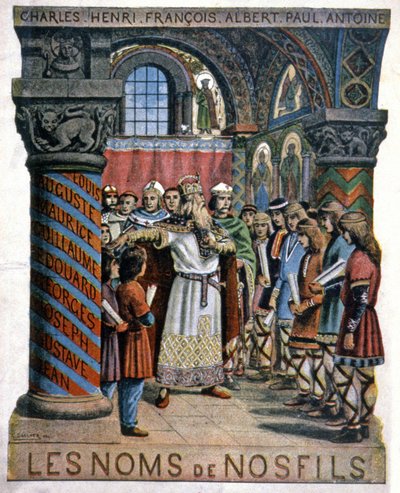 Carlomagno y la escuela, hacia 1900 (ilustración) de G. Dascher