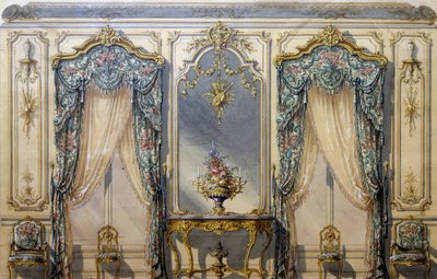 Diseño de la decoración de estilo rococó para el salón de G. Felix Lenoir