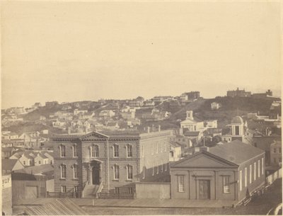 Vista desde la calle Kearny - en primer plano el Asilo de Huérfanos de G. R. Fardon