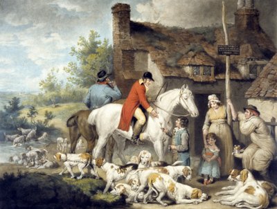 Fuera de una taberna rural (grabado por William Ward) de G. and Ward J. Morland