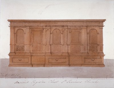 Cofre de Registro Antiguo de la Catedral de Southwark, Londres, 1825 de G Yates