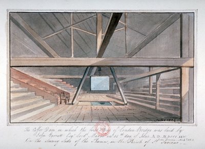 Vista de la fundación del Puente de Londres de G Yates