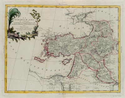 Turquía asiática, incluyendo Anatolia, Georgia, Armenia, Kurdistán, Diarbec, Irak-Arabi, Siria, grabado por G. Zuliani tomado del Tomo IV del "Atlas Más Nuevo" publicado en Venecia en 1784 por Antonio Zatta, Colección Privada de G. Zuliani