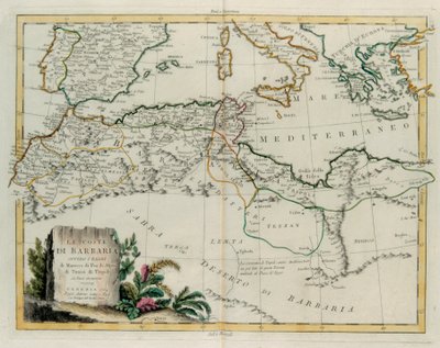 La Costa de Berbería o Los Reinos de Marruecos, Fez, Argelia, Túnez y Trípoli con países circundantes, grabado por G. Zuliani del "Atlas Más Nuevo" publicado en Venecia en 1784 por Antonio Zatta, Colección Privada de G. Zuliani